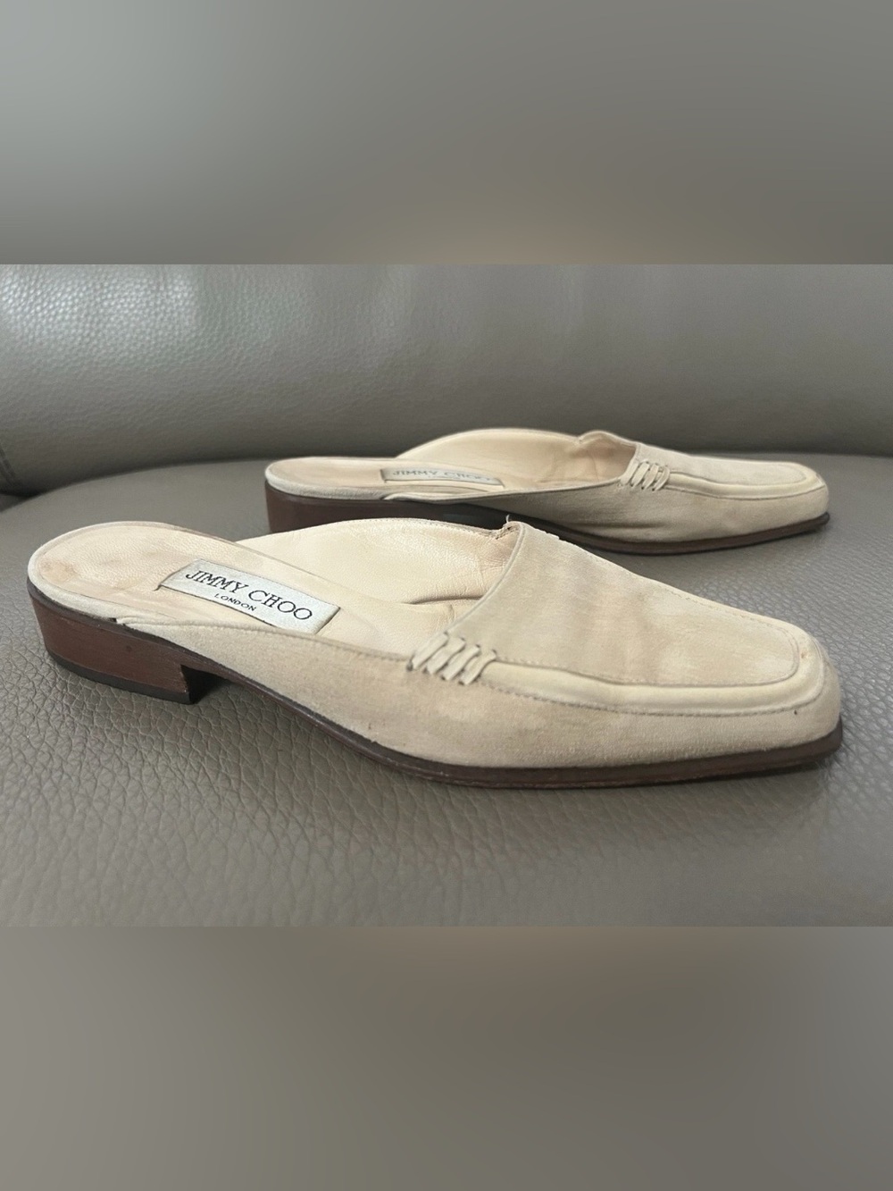 Jimmy Choo women’s Cream Suede Slip-On Loafers - Picture 4 of 8